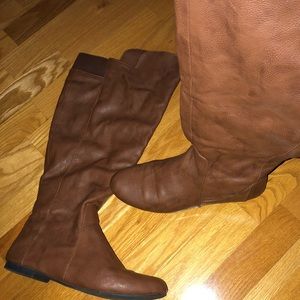 Fergalicious wife calf over knee camel boot